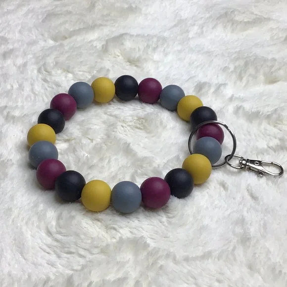 #173. Handmade Silicone bead wristlet. Made with bpa free 15mm silicone beads. - Picture 2 of 3